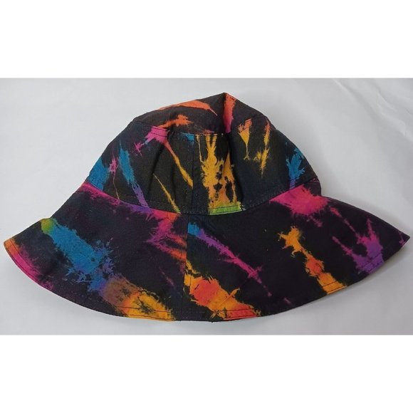 Clea Ray Bucket Hat Reversible Tie Dye Black Pink Blue Purple One Size Rayon - Picture 8 of 16
